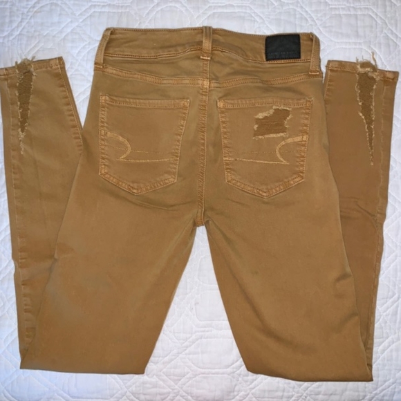 American Eagle Mustard Distressed Hi-Rise Jeggings - Picture 5 of 6